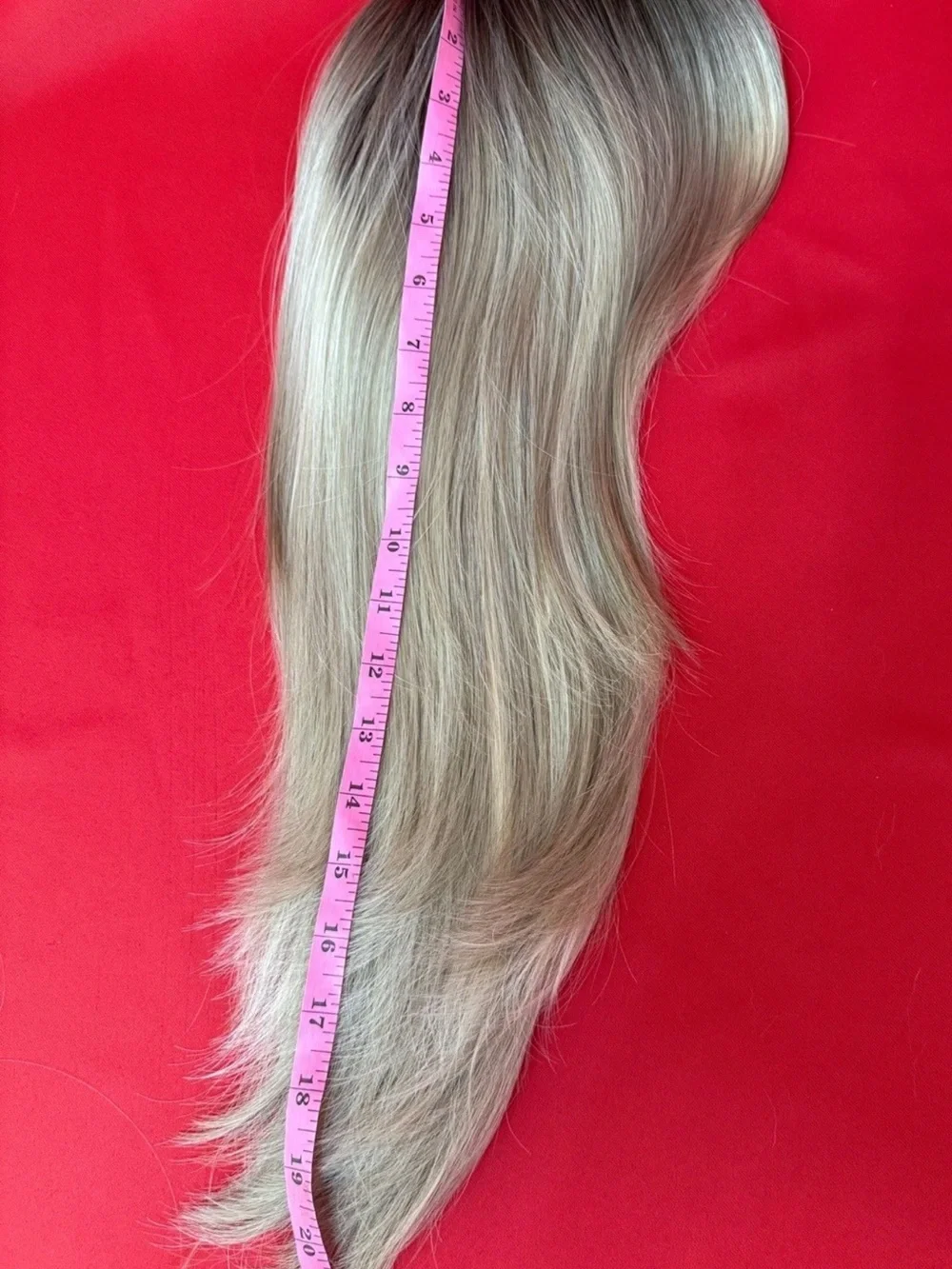21” Human Hair Blend❤️ Blonde Darker Roots Women Wig Bangs Heat Resistant